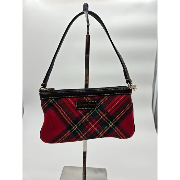 Dooney & Bourke Red Tartan Large Wristlet Clutch - Picture 1 of 8